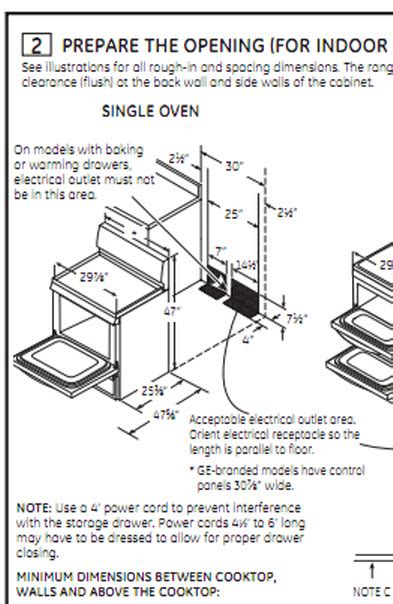 maximum height for oven receptacle